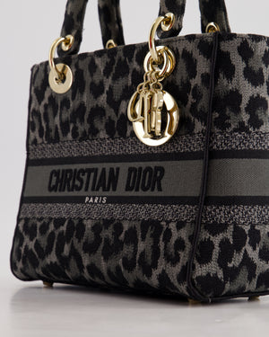 Christian Dior Medium Lady D-Lite in Grey & Black Mizza Embroidery with Champagne Gold Hardware RRP £3700