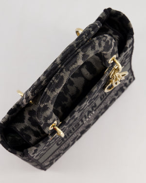 Christian Dior Medium Lady D-Lite in Grey & Black Mizza Embroidery with Champagne Gold Hardware RRP £3700