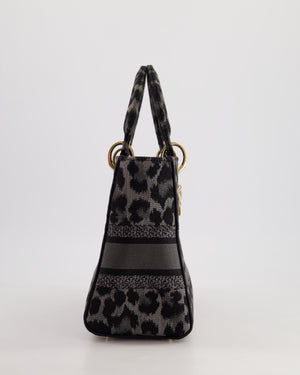 Christian Dior Medium Lady D-Lite in Grey & Black Mizza Embroidery with Champagne Gold Hardware RRP £3700