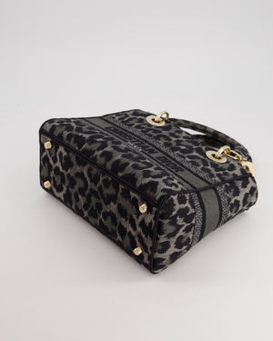 Christian Dior Medium Lady D-Lite in Grey & Black Mizza Embroidery with Champagne Gold Hardware RRP £3700