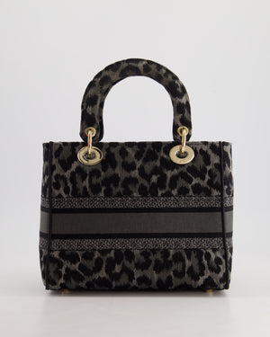 Christian Dior Medium Lady D-Lite in Grey & Black Mizza Embroidery with Champagne Gold Hardware RRP £3700