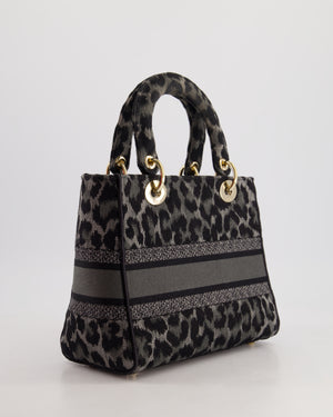 Christian Dior Medium Lady D-Lite in Grey & Black Mizza Embroidery with Champagne Gold Hardware RRP £3700