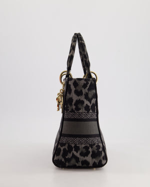 Christian Dior Medium Lady D-Lite in Grey & Black Mizza Embroidery with Champagne Gold Hardware RRP £3700