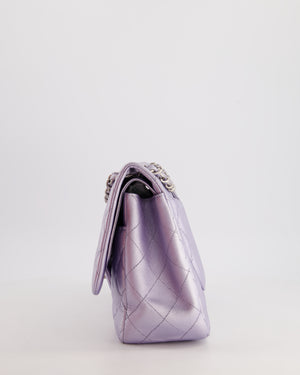 Chanel Iridescent Lilac Purple Jumbo Classic Double Flap Bag in Lambskin Leather with Brushed Silver Hardware RRP £9,240