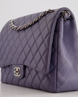 Chanel Lavander Purple Maxi Classic Double Flap Bag in Lambskin Leather with Silver Hardware