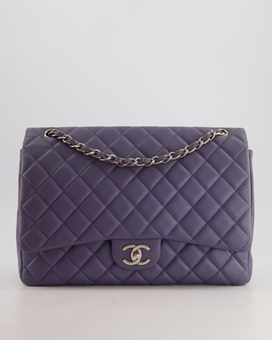 Chanel Lavander Purple Maxi Classic Double Flap Bag in Lambskin Leather with Silver Hardware