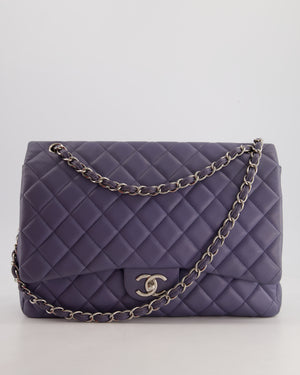 Chanel Lavander Purple Maxi Classic Double Flap Bag in Lambskin Leather with Silver Hardware