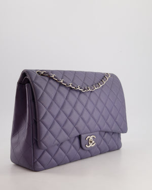 Chanel Lavander Purple Maxi Classic Double Flap Bag in Lambskin Leather with Silver Hardware