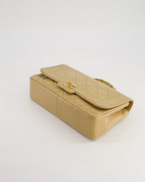 Chanel Vintage Beige Diana Flap Bag in Lambskin Leather with 24K Gold Hardware