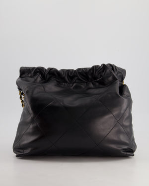 Chanel 22 Small Hobo Bag in Black Shiny Calfskin with Brushed Gold Hardware