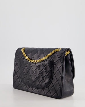 *RARE* Chanel Navy Vintage Classic Medium Double Flap Bag in Lambskin Leather with 24K Gold Hardware & 2.55 Chain Detail