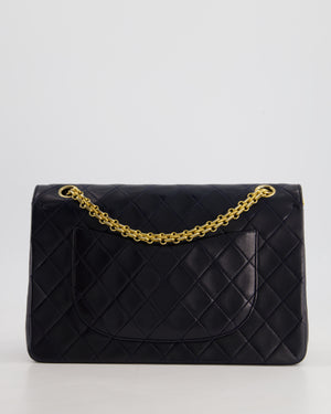 *RARE* Chanel Navy Vintage Classic Medium Double Flap Bag in Lambskin Leather with 24K Gold Hardware & 2.55 Chain Detail