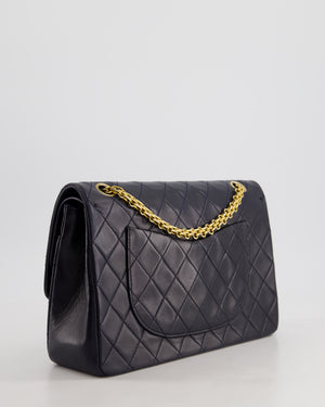 *RARE* Chanel Navy Vintage Classic Medium Double Flap Bag in Lambskin Leather with 24K Gold Hardware & 2.55 Chain Detail