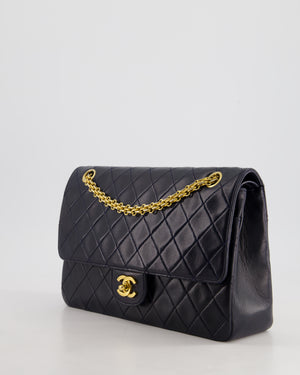 *RARE* Chanel Navy Vintage Classic Medium Double Flap Bag in Lambskin Leather with 24K Gold Hardware & 2.55 Chain Detail