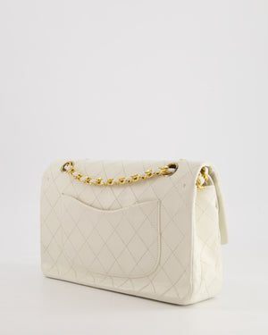 *FIRE PRICE* Chanel Vintage White Medium Classic Double Flap Bag in Lambskin Leather with 24K Gold Hardware