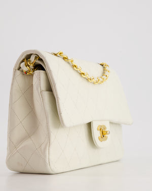 *FIRE PRICE* Chanel Vintage White Medium Classic Double Flap Bag in Lambskin Leather with 24K Gold Hardware