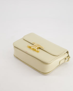 Celine Cream Teen Triomphe Bag in Shiny Calfskin Leather with Gold Hardware