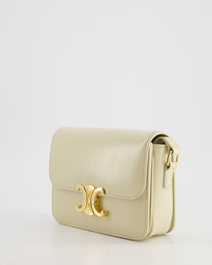 Celine Cream Teen Triomphe Bag in Shiny Calfskin Leather with Gold Hardware