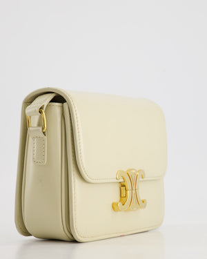 Celine Cream Teen Triomphe Bag in Shiny Calfskin Leather with Gold Hardware