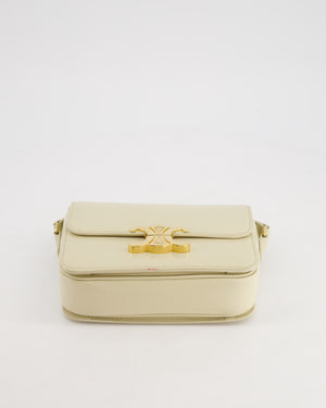 Celine Cream Teen Triomphe Bag in Shiny Calfskin Leather with Gold Hardware