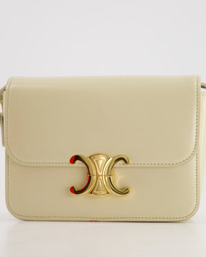 Celine Cream Teen Triomphe Bag in Shiny Calfskin Leather with Gold Hardware