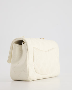 *HOT* Chanel Ivory Mini Rectangular Flap Bag in Lambskin Leather with Champagne Gold Hardware