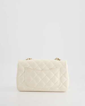 *HOT* Chanel Ivory Mini Rectangular Flap Bag in Lambskin Leather with Champagne Gold Hardware