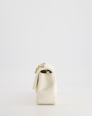 *HOT* Chanel Ivory Mini Rectangular Flap Bag in Lambskin Leather with Champagne Gold Hardware