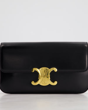 Celine Black Claude Shoulder Bag in Shiny Calfskin with Gold Hardware RRP £2150