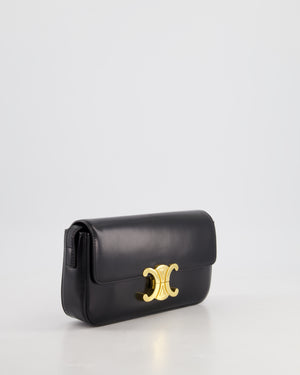 Celine Black Claude Shoulder Bag in Shiny Calfskin with Gold Hardware RRP £2150