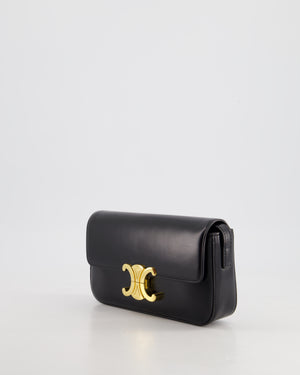 Celine Black Claude Shoulder Bag in Shiny Calfskin with Gold Hardware RRP £2150