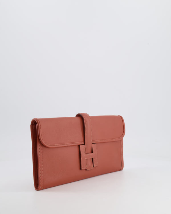 Hermès Jige Clutch Bag in Terre Battue Evercolour Leather