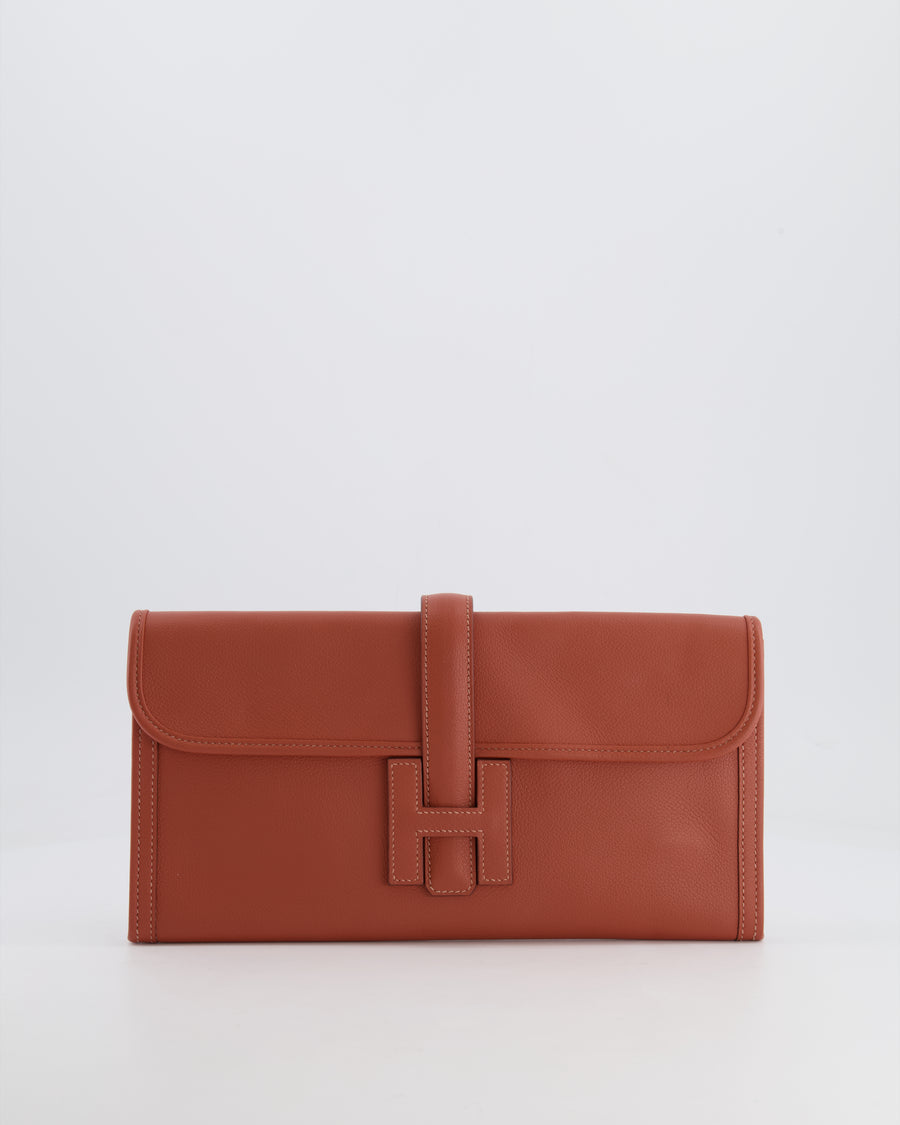 Hermès Jige Clutch Bag in Terre Battue Evercolour Leather