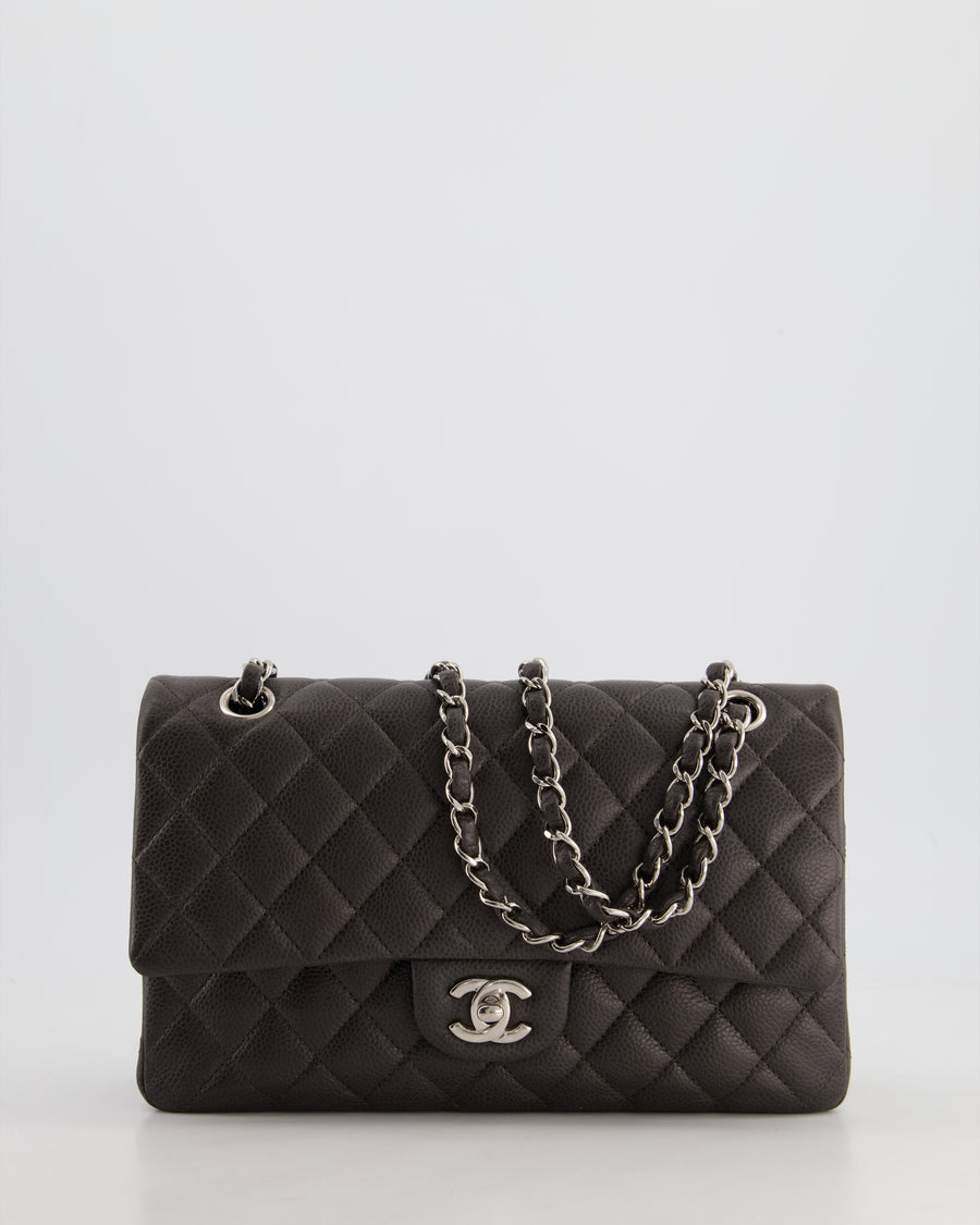 *FIRE PRICE* Chanel Stone Grey Medium Classic Double Flap Bag in Caviar Leather with Silver Hardware RRP £8,850