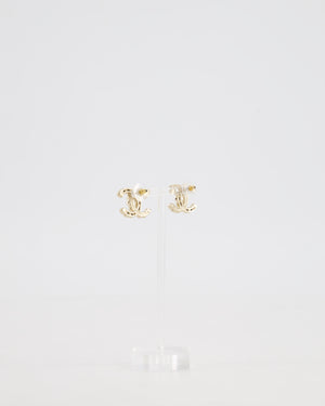 Chanel 20B Champagne Gold CC Earrings with Black & White Pearls