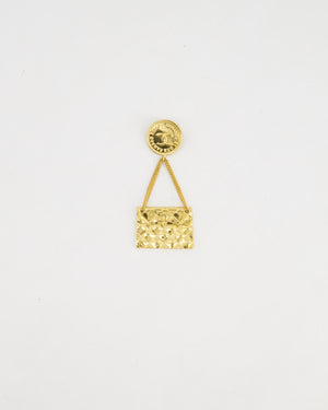 Chanel Vintage Handbag Charm 24 K Gold plated Brooch With CC Detail