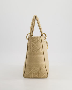 *FIRE PRICE* Christian Dior Medium Lady D-Lite Bag in Beige Cannage Canvas with Champagne Gold Hardware RRP £4,300