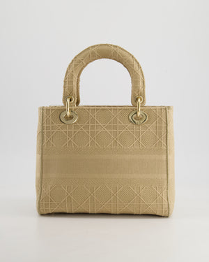 *FIRE PRICE* Christian Dior Medium Lady D-Lite Bag in Beige Cannage Canvas with Champagne Gold Hardware RRP £4,300