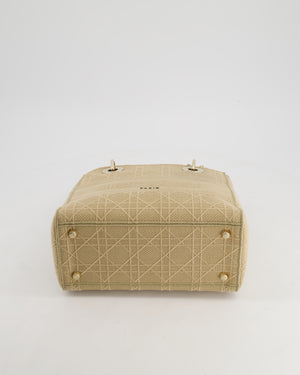 *FIRE PRICE* Christian Dior Medium Lady D-Lite Bag in Beige Cannage Canvas with Champagne Gold Hardware RRP £4,300