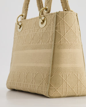 *FIRE PRICE* Christian Dior Medium Lady D-Lite Bag in Beige Cannage Canvas with Champagne Gold Hardware RRP £4,300