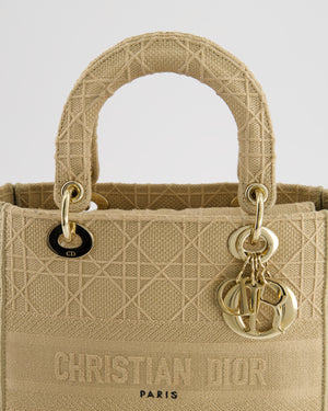 *FIRE PRICE* Christian Dior Medium Lady D-Lite Bag in Beige Cannage Canvas with Champagne Gold Hardware RRP £4,300