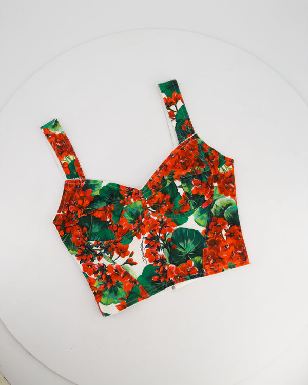 Dolce & Gabbana Red Floral Print Corset Top Size IT 38 (UK 6)