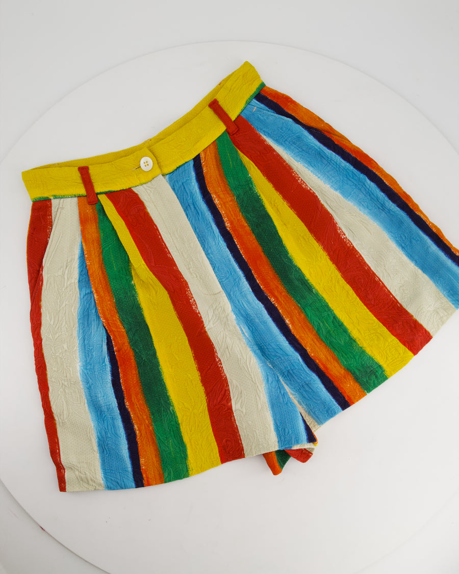 Dolce & Gabbana Multi-Colour Striped Jacquard High-Waist Shorts Size IT 38 (UK 6)