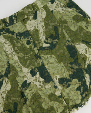 Valentino Green Camouflage Lace High-Waist Shorts Size IT 38 (UK 10)