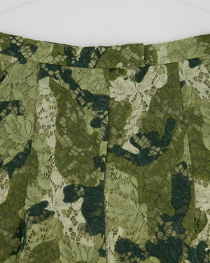 Valentino Green Camouflage Lace High-Waist Shorts Size IT 38 (UK 10)