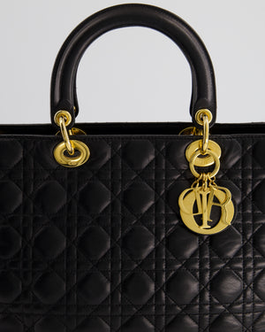 *FIRE PRICE* Christian Dior Black Large Lady Dior Bag in Cannage Lambskin Leather with Gold Hardware RRP £5600