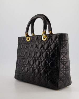 *FIRE PRICE* Christian Dior Black Large Lady Dior Bag in Cannage Lambskin Leather with Gold Hardware RRP £5600