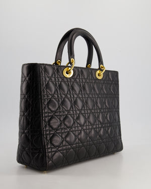 *FIRE PRICE* Christian Dior Black Large Lady Dior Bag in Cannage Lambskin Leather with Gold Hardware RRP £5600