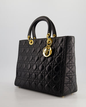 *FIRE PRICE* Christian Dior Black Large Lady Dior Bag in Cannage Lambskin Leather with Gold Hardware RRP £5600