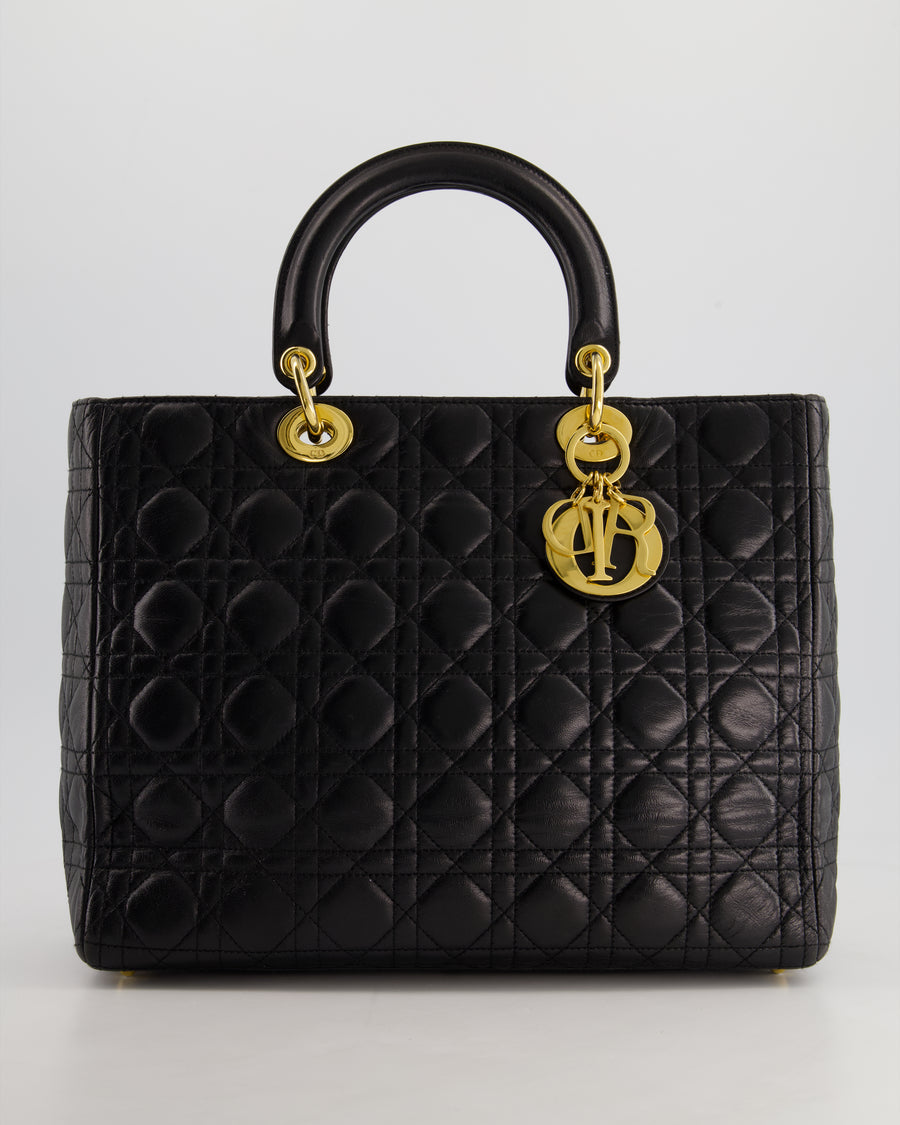 *FIRE PRICE* Christian Dior Black Large Lady Dior Bag in Cannage Lambskin Leather with Gold Hardware RRP £5600